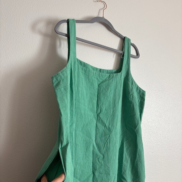 Women's Tank Mini Shift Dress A New Day Green Striped Cotton Linen Size XL - Picture 7 of 10